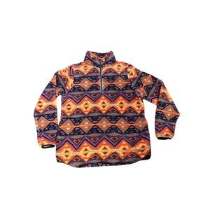 Simply Southern Jacket Womens Sz Large Purple Red Aztec Fleece Fuzzy Sherpa